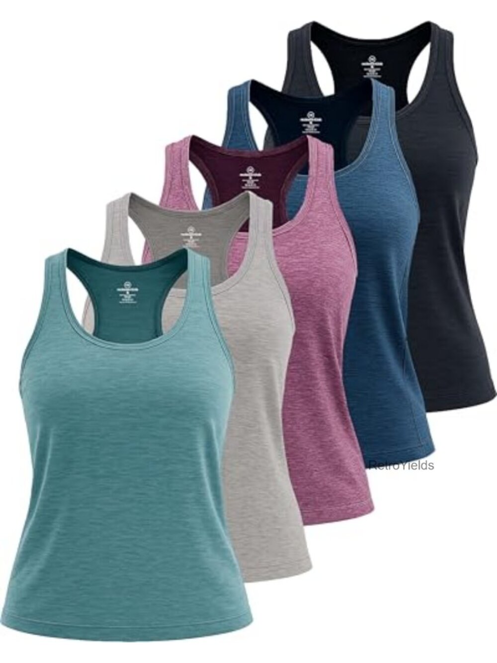 5 Pack Women's Dry Fit Racerback Tank Tops Sleeveless Athletic Workout Yoga